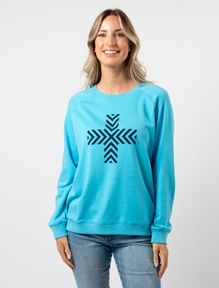 Stella & Gemma  Sweater SKY BLUE CHEVRON CROSS