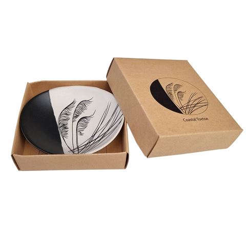 jo luping design BOWL COASTAL TOETOE DIPPED BLACK ON WHITE 10CM