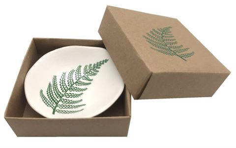jo luping design BOWL GREEN FERN ON WHITE 7CM