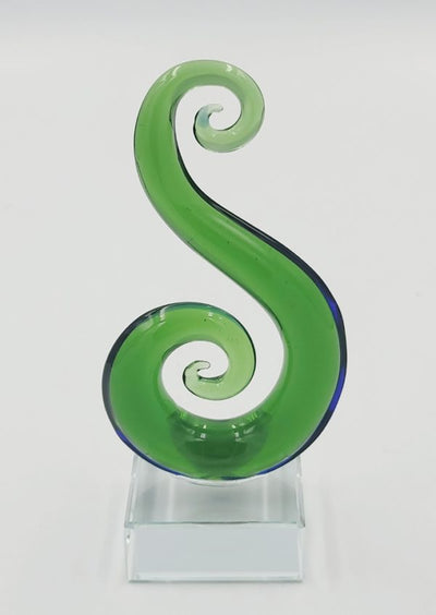 Glass Koru Green Double Small