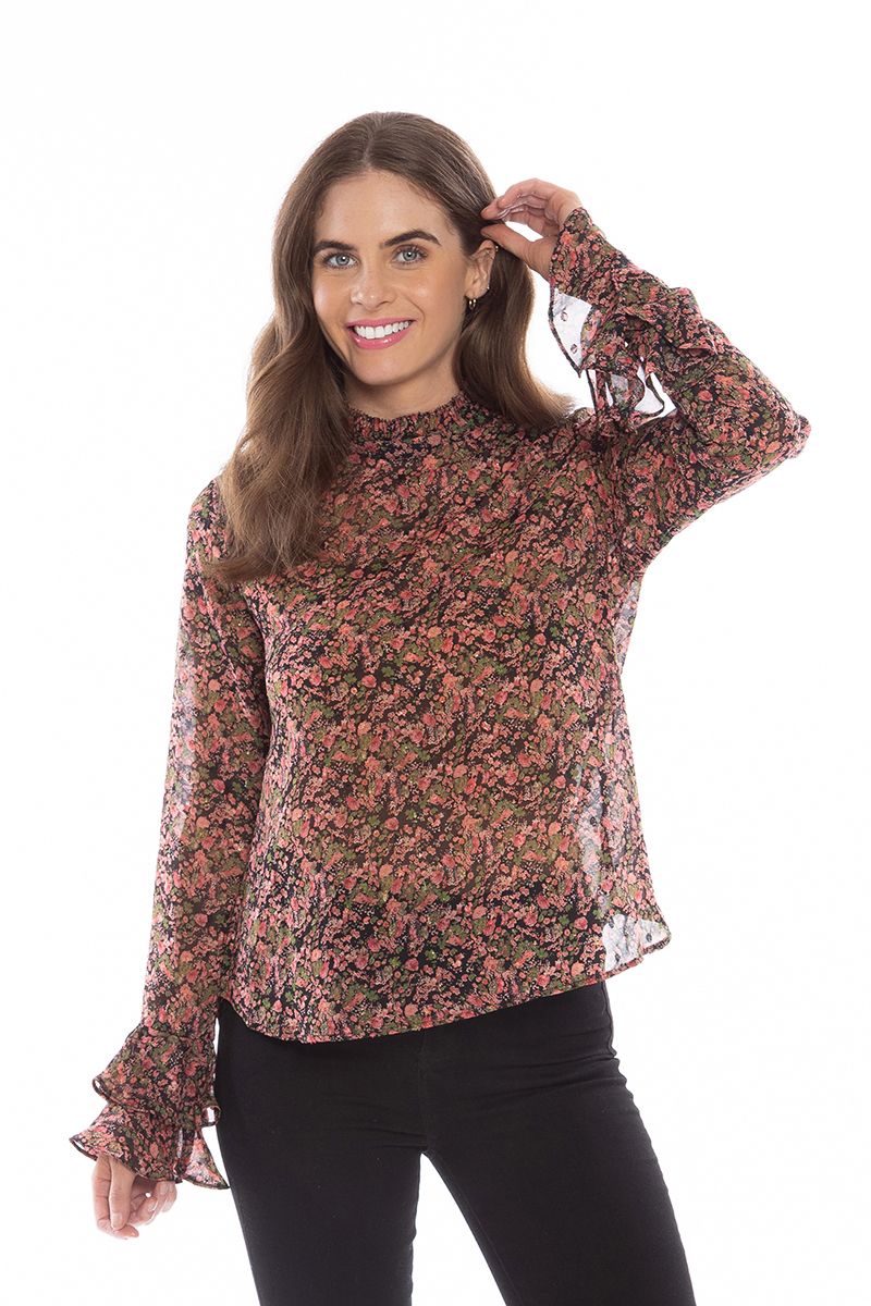 Seeking Lola Floral Fancy Ruffle Top