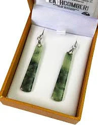 NZ Pounamu earrings toki boxed