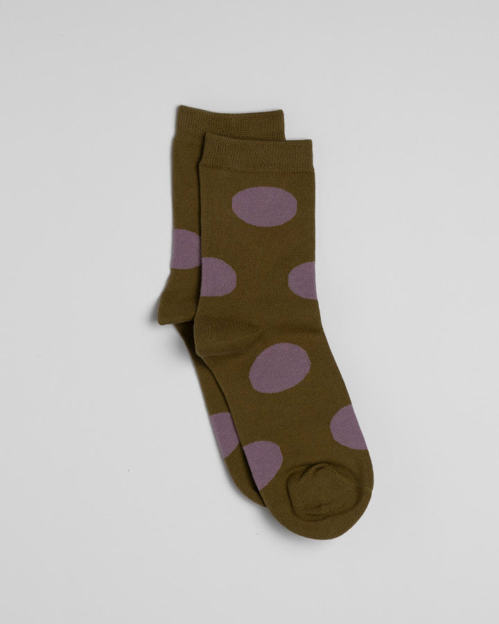 Stella & Gemma Socks Olive purple spots