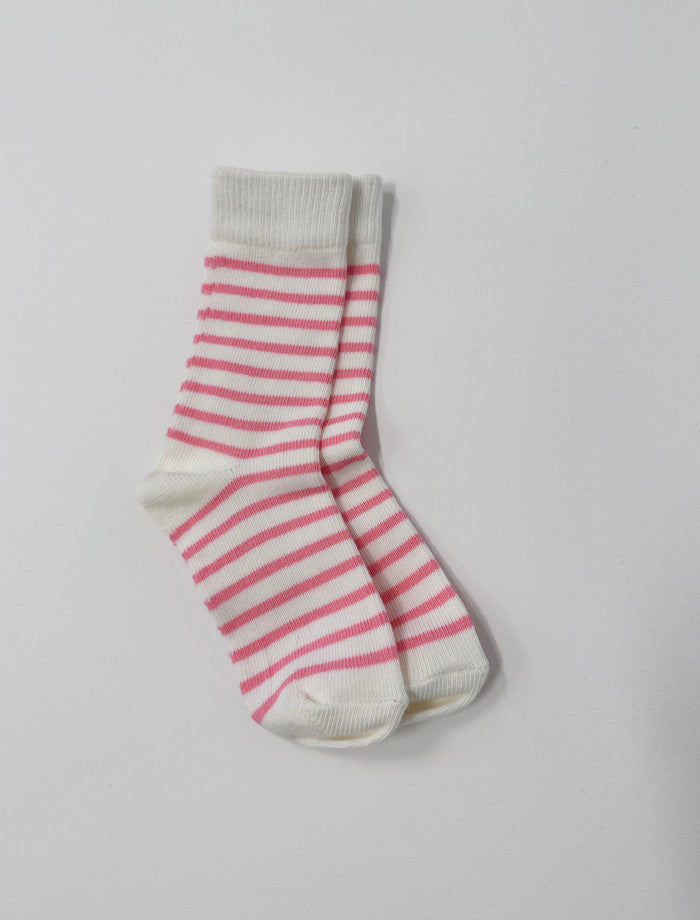 Stella & Gemma Sock WHITE PINK STRIPE