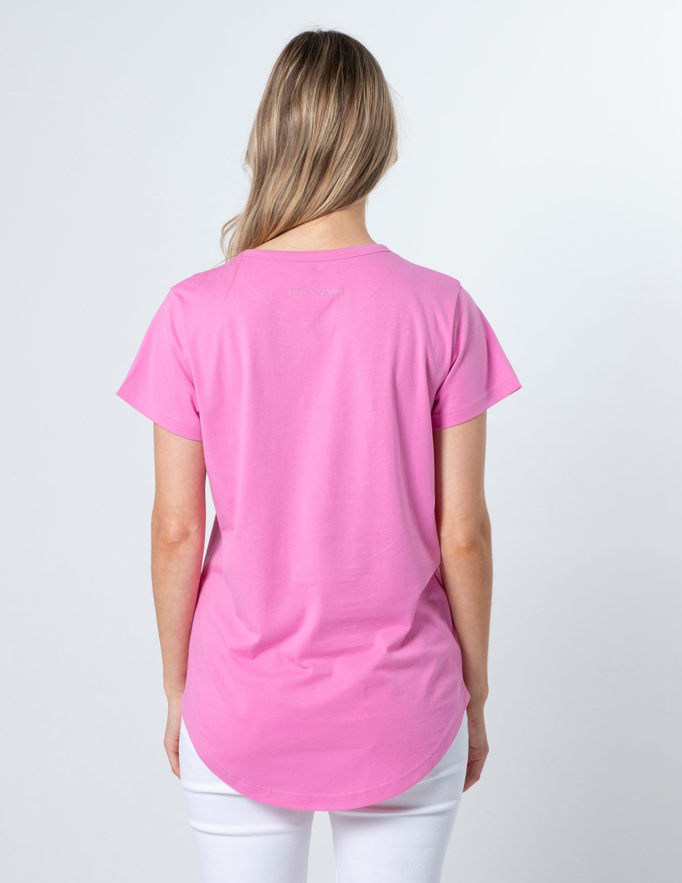 Stella & Gemma  T SHIRT Bubblegum white rose gold cross