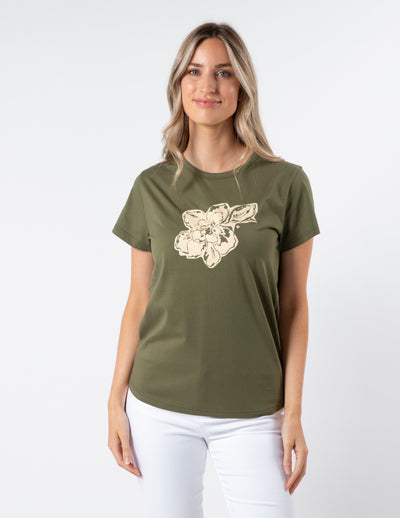 Stella & Gemma  T SHIRT Khaki Petal Garden