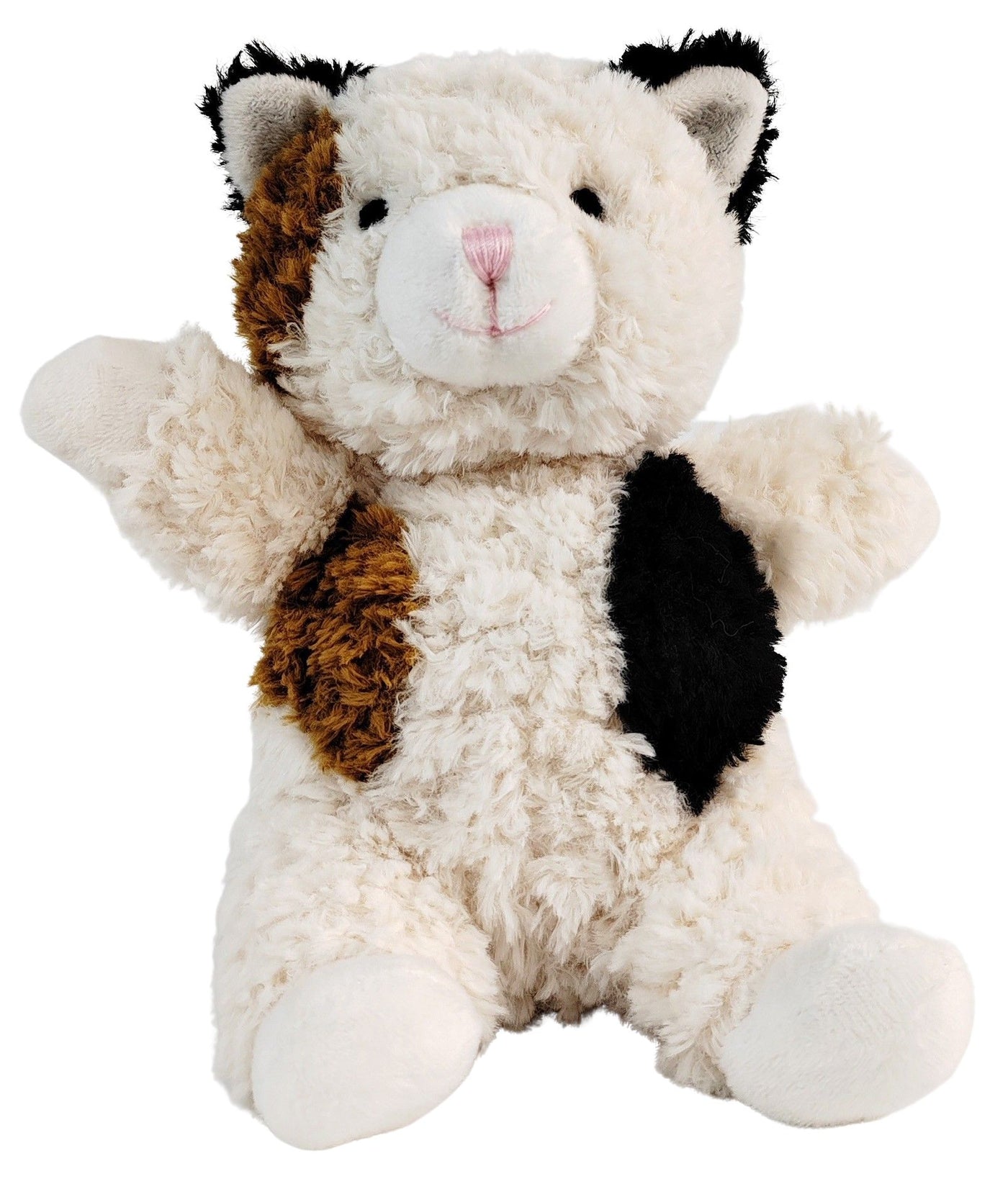 Curly Cat Soft Toy White/Brown  18cm