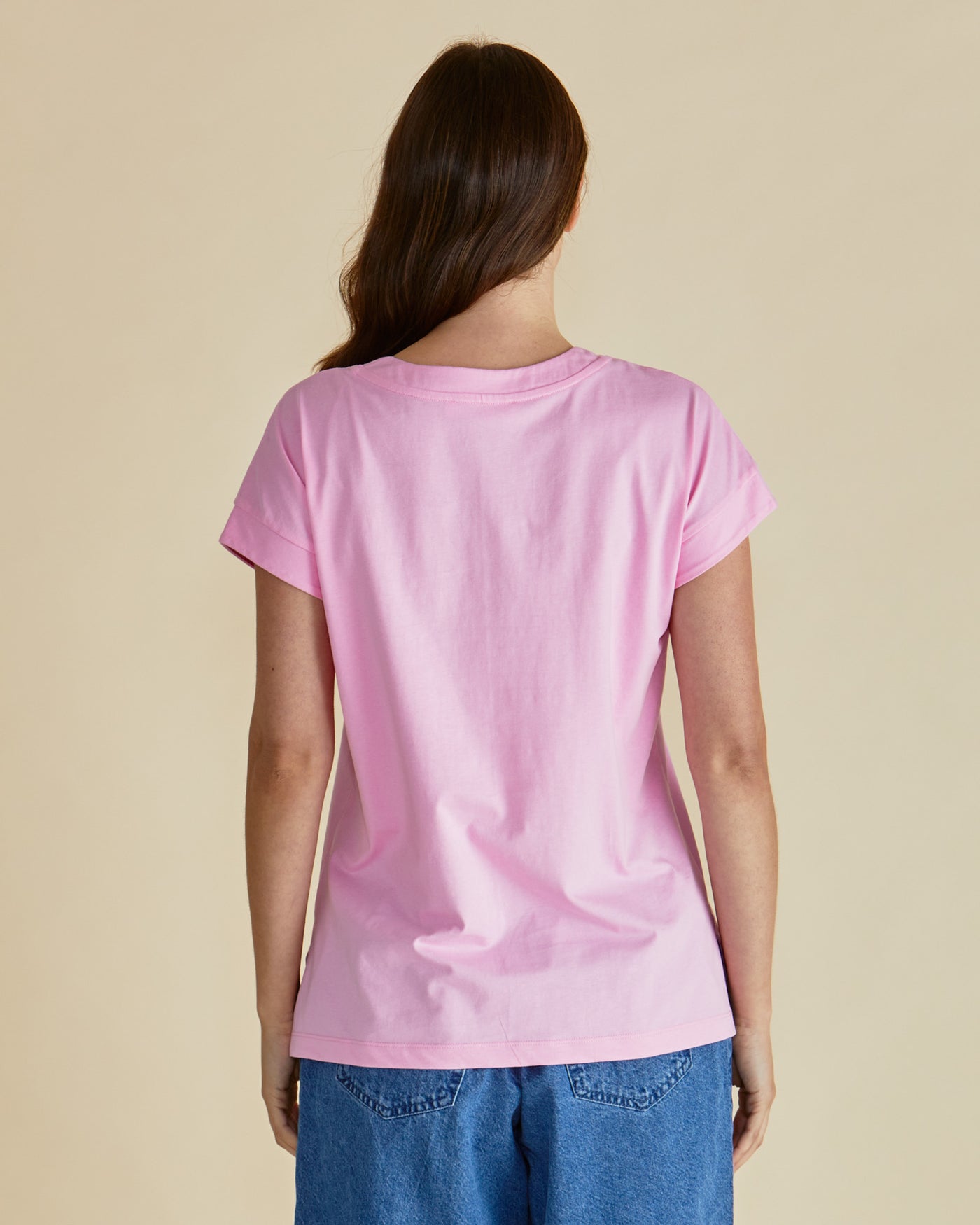 Betty Basics TRACY V NECK TEE PINK