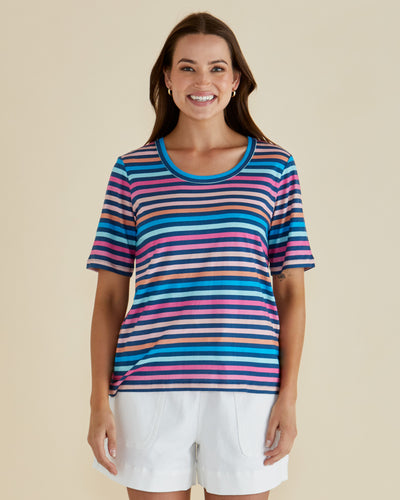 Betty Basics RILEY TEE MULTI STRIPE