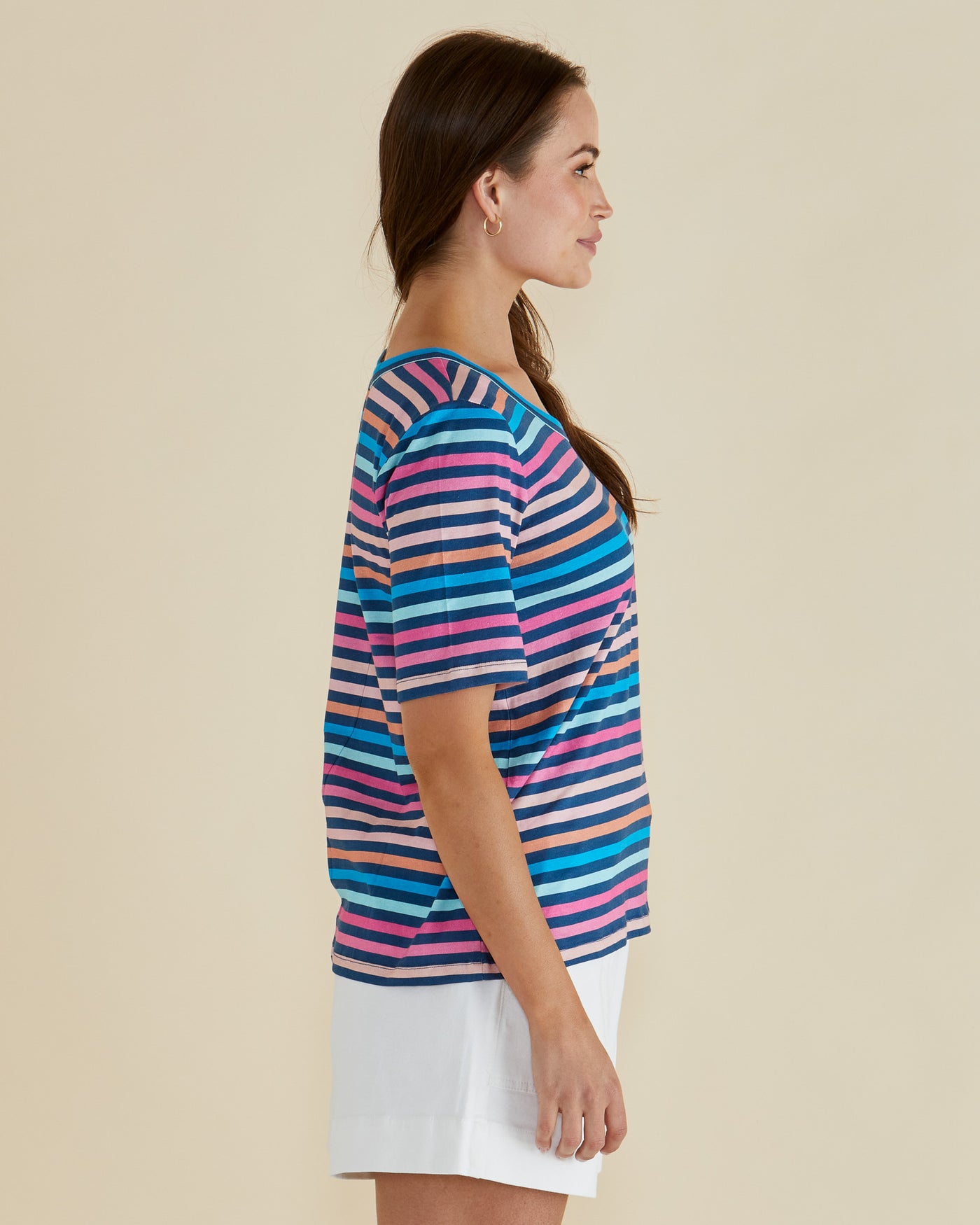 Betty Basics RILEY TEE MULTI STRIPE
