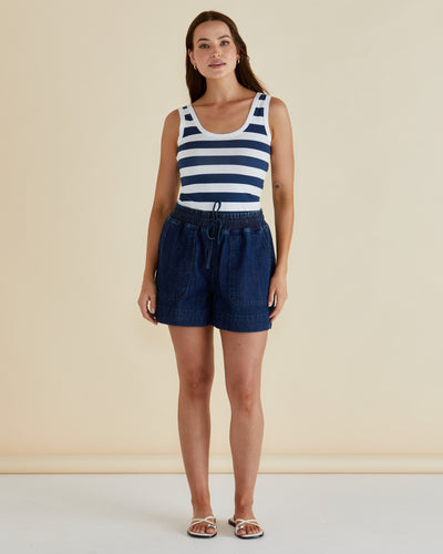 Betty Basics EMMA SCOOP TANK NAVY BOLD STRIPE