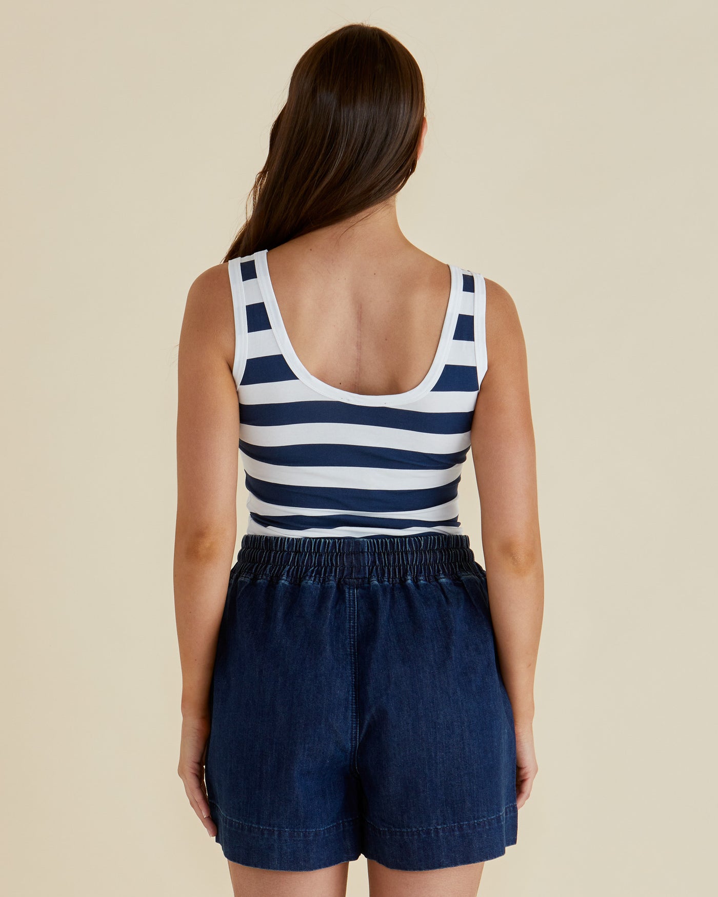Betty Basics EMMA SCOOP TANK NAVY BOLD STRIPE