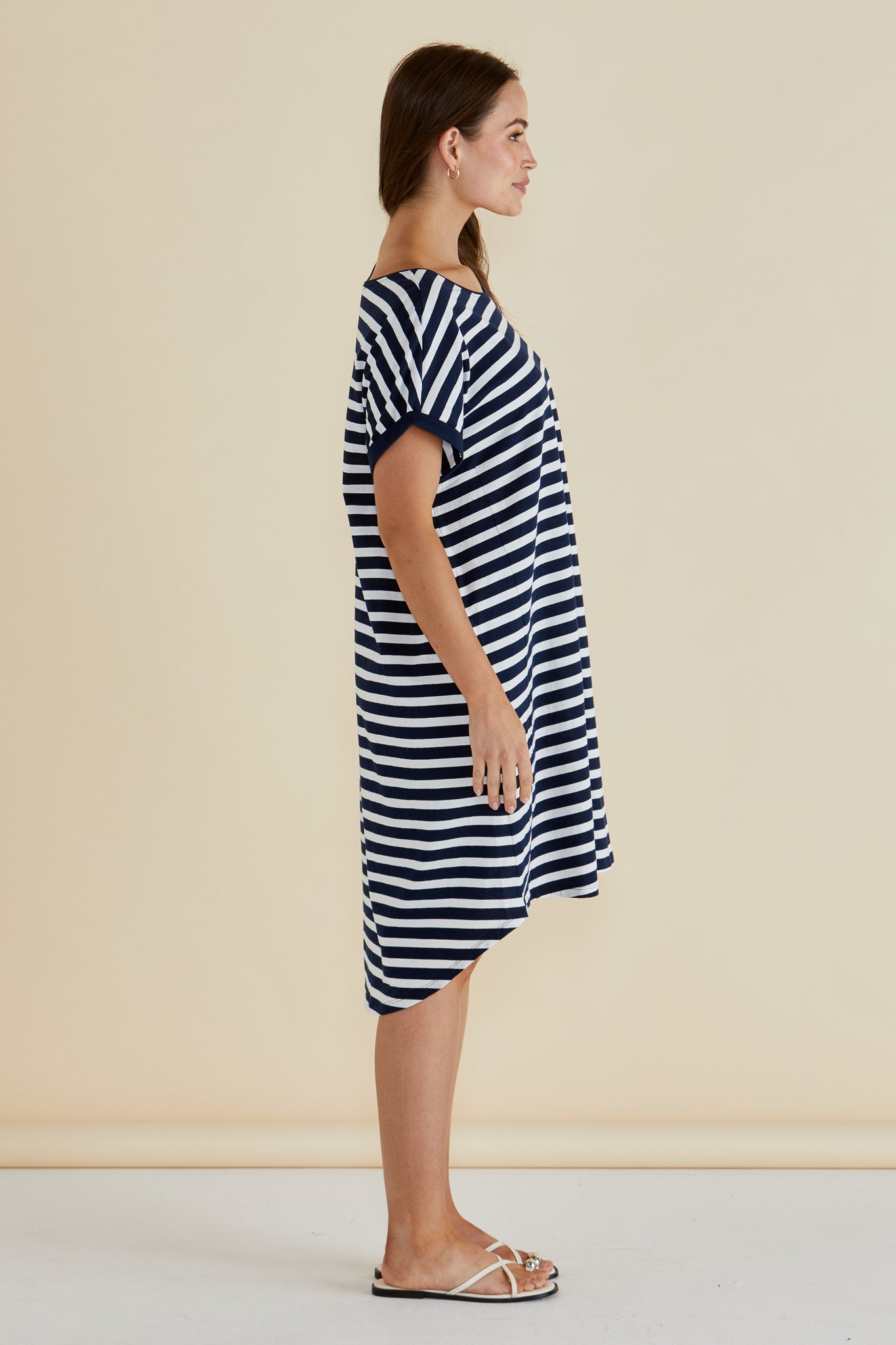 Betty Basics MAXINE T SHIRT DRESS NAVY STRIPE