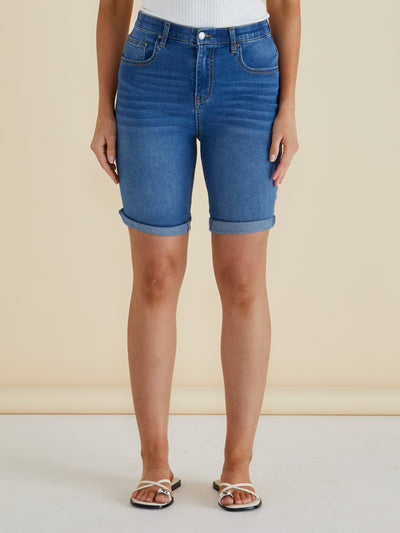 Betty Basics BONNIE BERMUDA DENIM SHORT INDIGO MIX