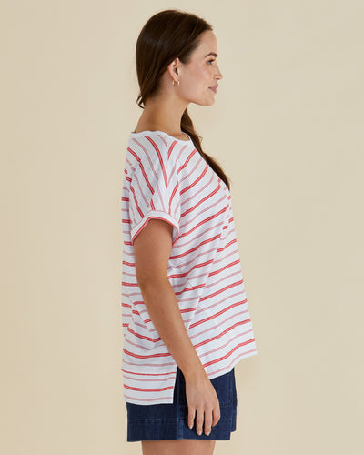 Betty Basics Shirley Short Sleeve T Shirt Grapefruit Stripe