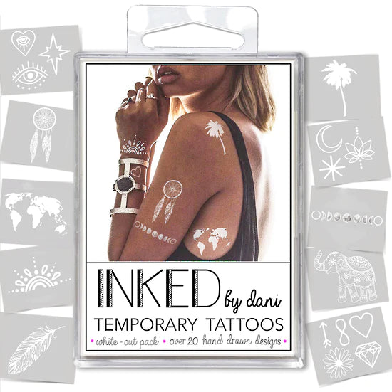 INKED Temporary Tattoos WHITE OUT Pack