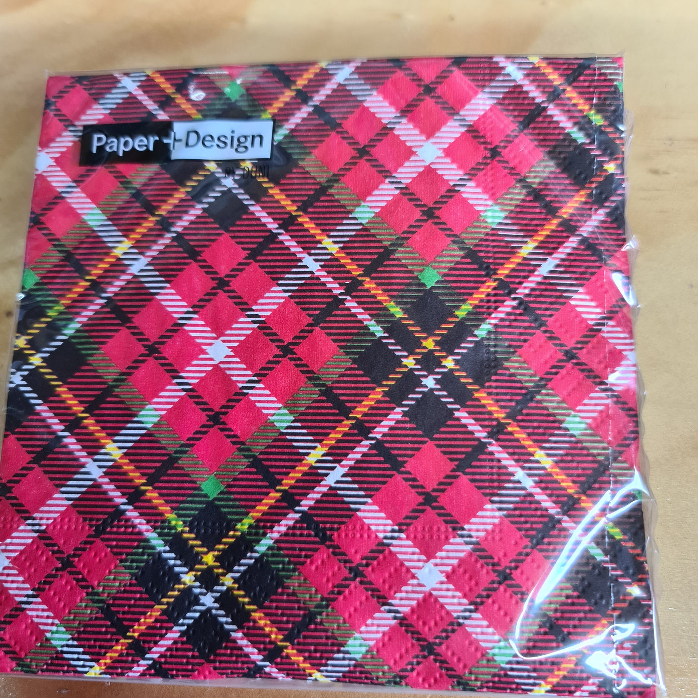 Cocktail Napkin TARTAN RED