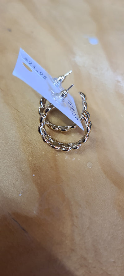 SOME Earring DOUBLE Chain Hoop GOLD