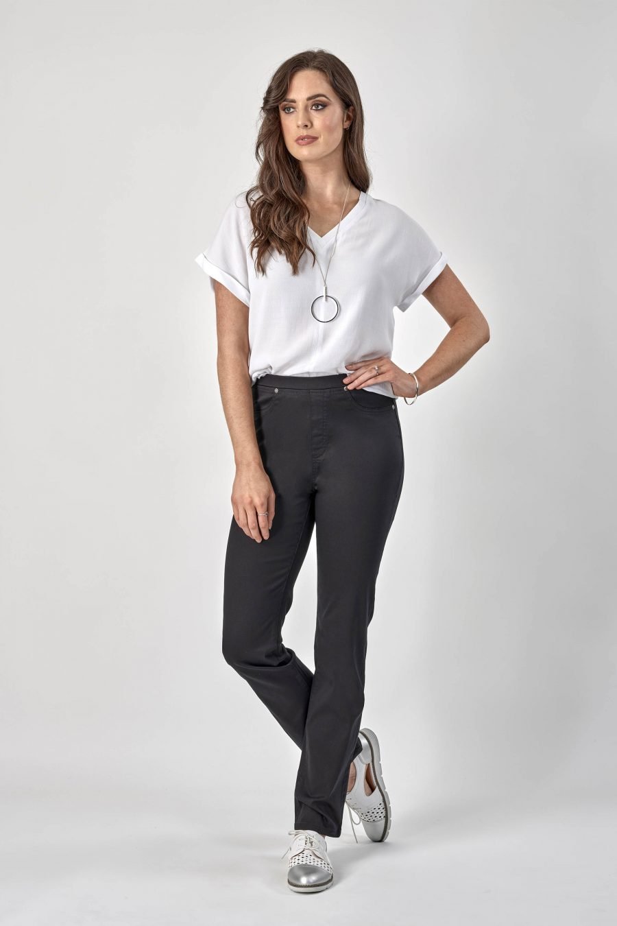 Vassalli  Pants Light Weight Pull On SLIM Leg BLACK