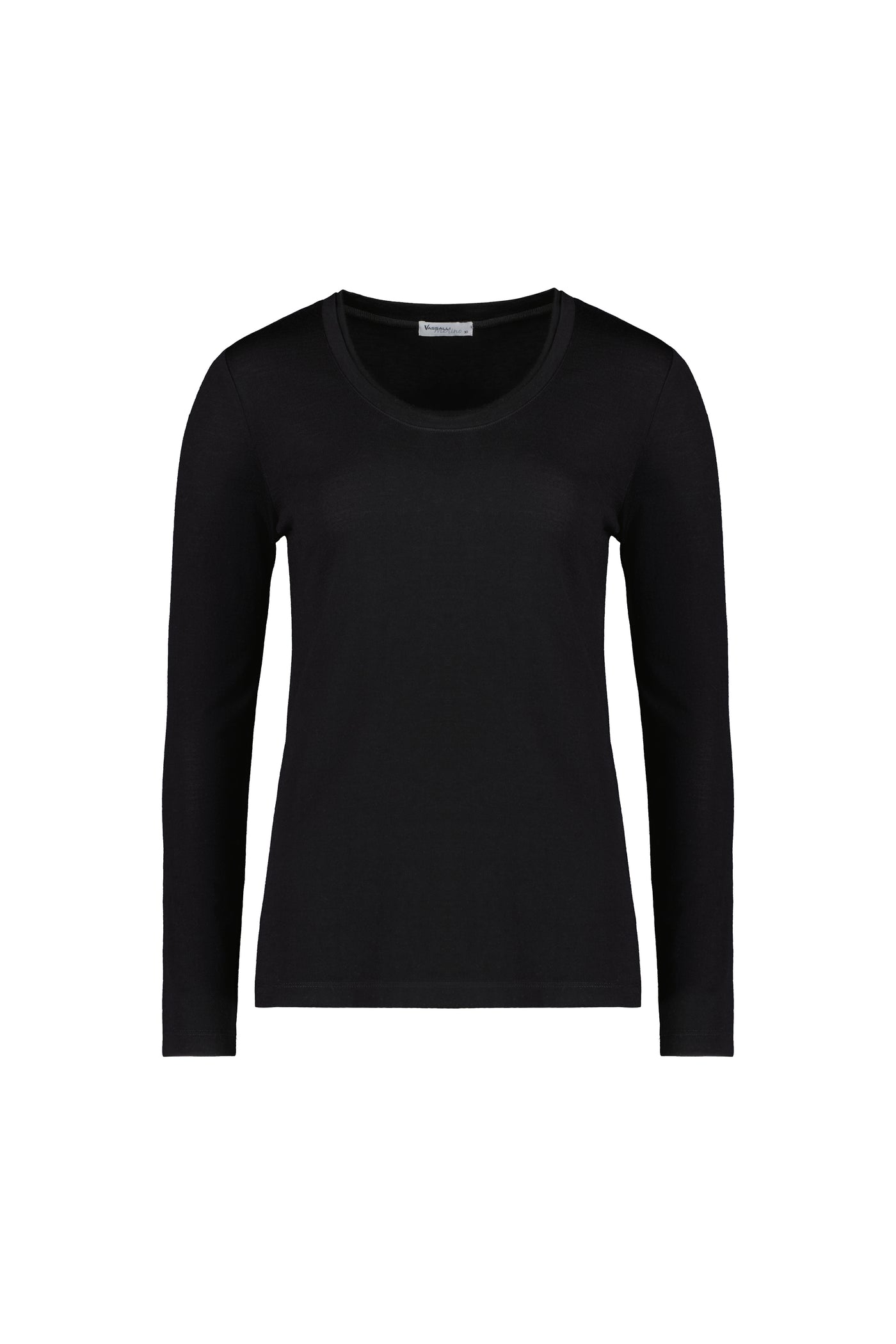 Vassalli Merino Basic Long Sleeve Crew Neck Top BLACK