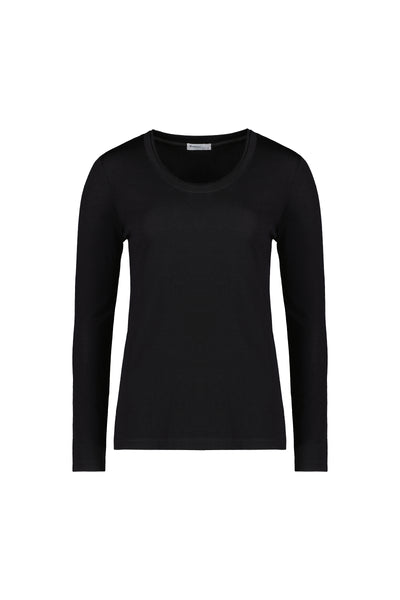 Vassalli Merino Basic Long Sleeve Crew Neck Top BLACK