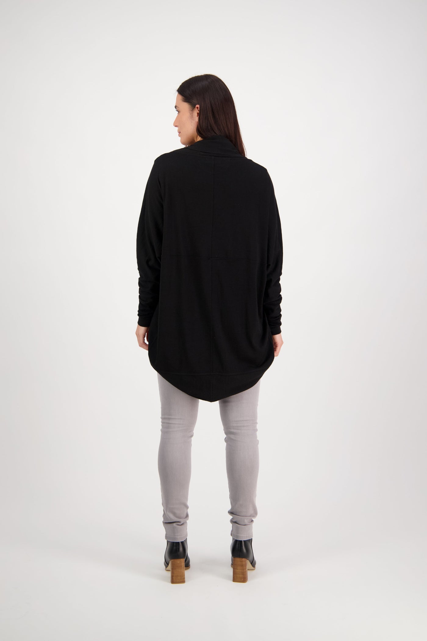 Vassalli Merino Open Wrap Cardi BLACK