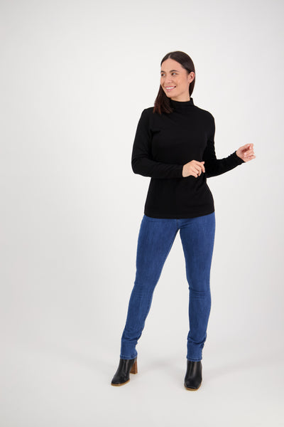 Vassalli Merino Basic Long Sleeve Polo BLACK