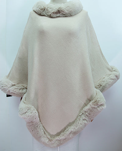 Poncho Full Fake  Fur Trim