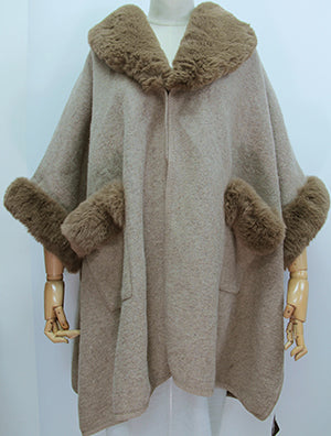 Jacket With Fur Collar & Fur Pockets