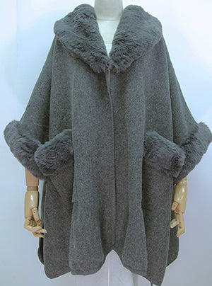 Jacket With Fur Collar & Fur Pockets