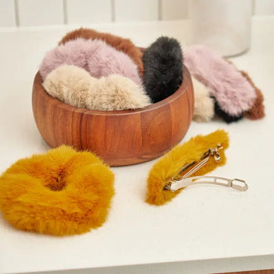 Annabel Trends  FAUX FUR Hairband MUSTARD