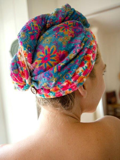 Hair Towel Wrap BRIGHT FLOWERS