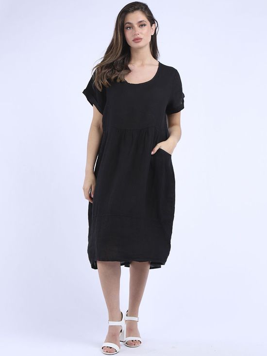 CHARLOTTE Linen Dress BLACK