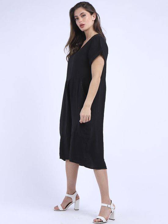 CHARLOTTE Linen Dress BLACK