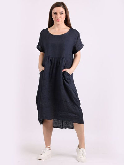 CHARLOTTE Linen Dress NAVY