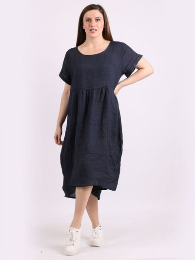 CHARLOTTE Linen Dress NAVY