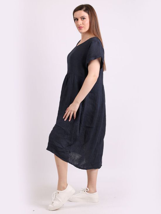 CHARLOTTE Linen Dress NAVY