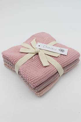 Knitted Wash Cloths-PINK