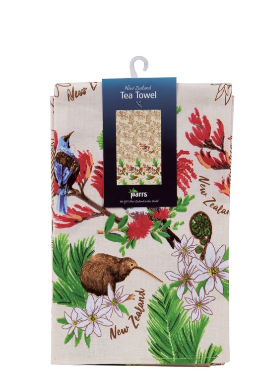 Tea Towel Birds Flower Beige