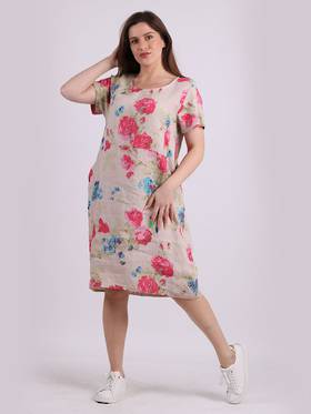 Fleur Linen Dress ROSE BEIGE