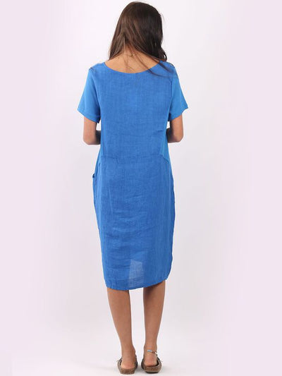 Fleur Linen Dress ROYAL BLUE