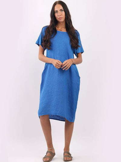 Fleur Linen Dress ROYAL BLUE