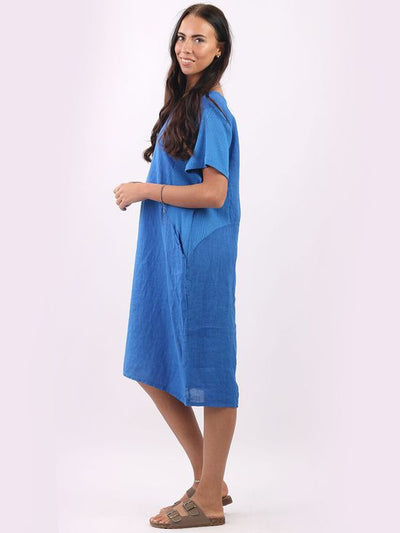 Fleur Linen Dress ROYAL BLUE