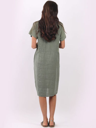 Fleur Linen Dress KHAKI