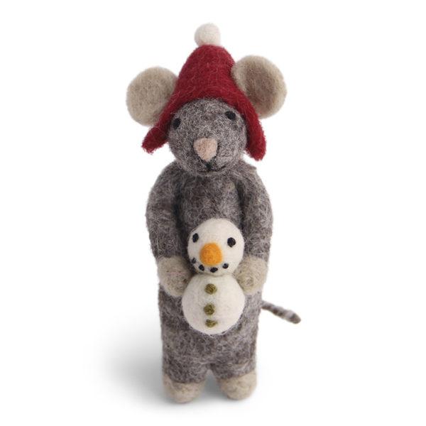 Grey Mouse With Snowman