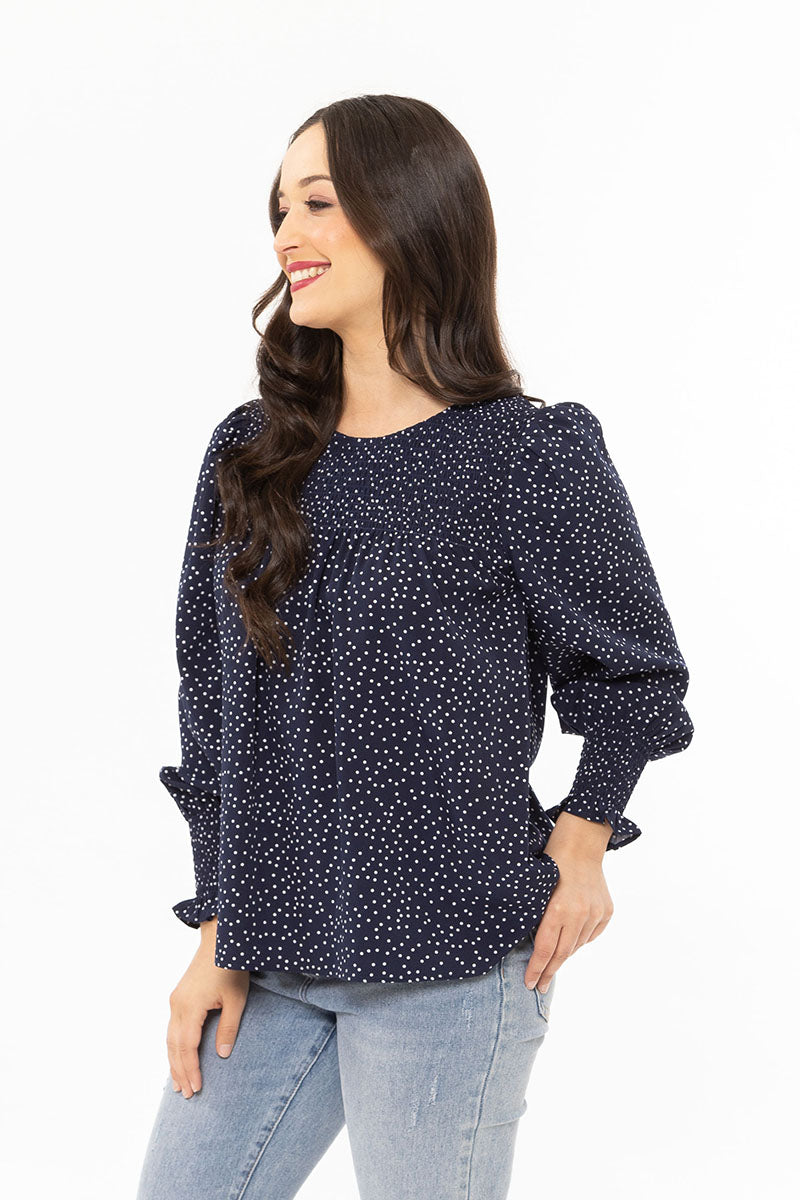 Seeking Lola  HUG ME TOP  Navy Spot