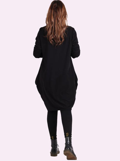 Sasha Cotton Long Sleeve Dress BLACK