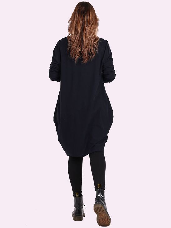 Sasha Cotton Long Sleeve Dress NAVY