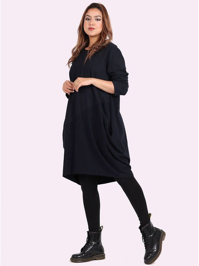 Sasha Cotton Long Sleeve Dress NAVY