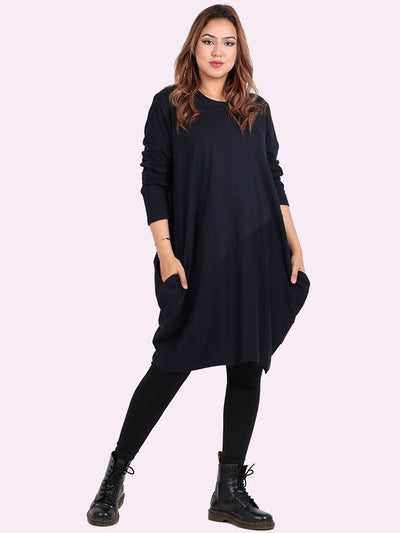 Sasha Cotton Long Sleeve Dress NAVY